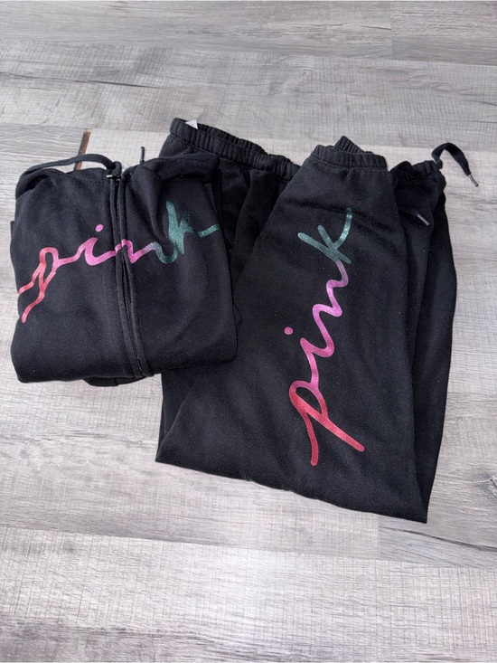PINK Victoria's Secret Tops - VS PINK RAINBOW BLING OUTFIT SET L pants XL ZIP UP HOODIE and joggers
